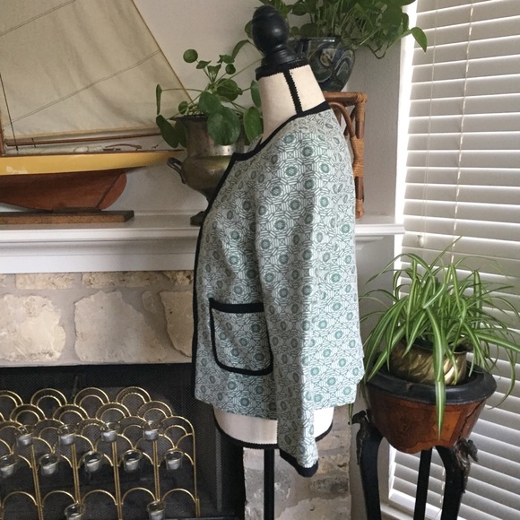 Nine West Open-Front green Jacquard Jacket blazer - Picture 5 of 7